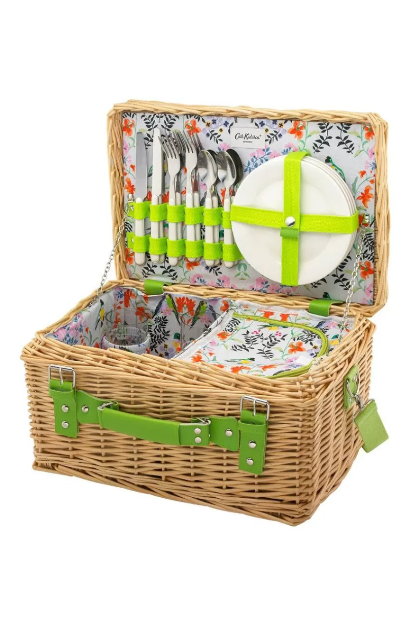 Outlet Paper Birds 4 Person Natural Wicker Picnic Basket Garden Accessories | Picnic Essentials