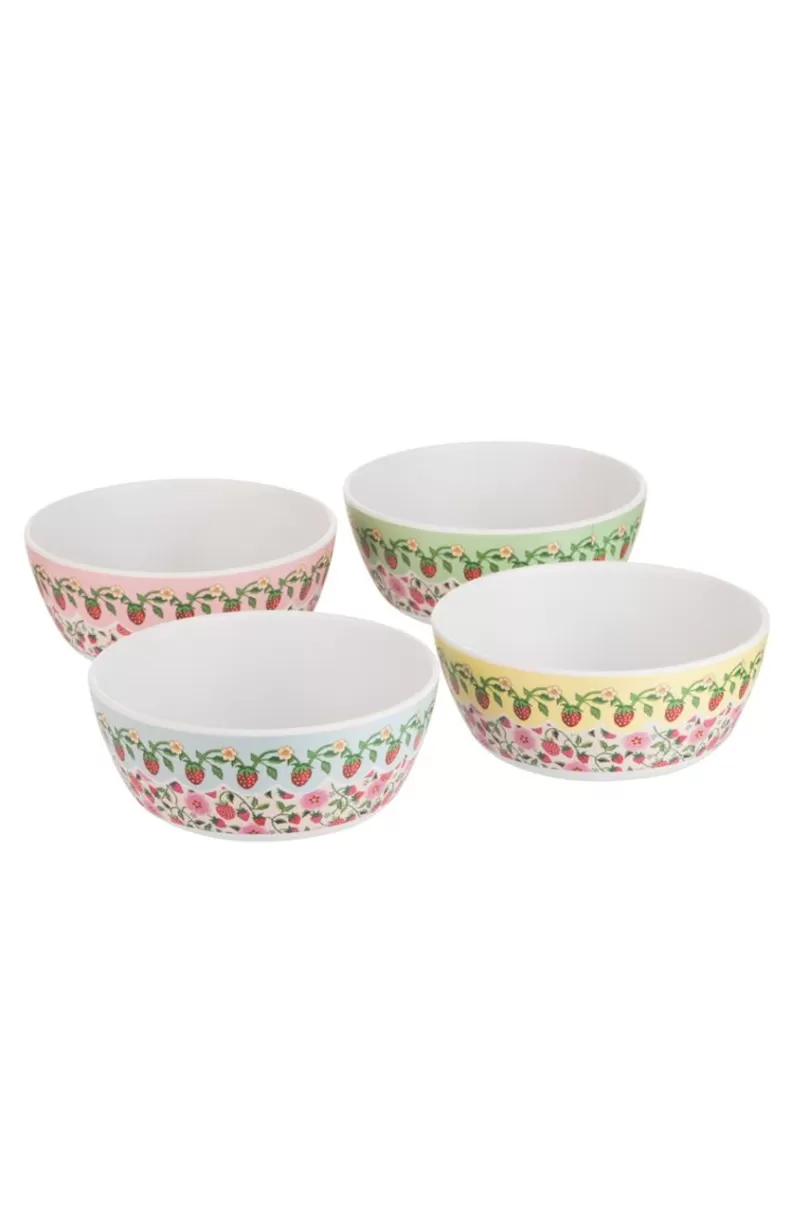 Online STRAWBERRY 4PK MELAMINE PICNIC CEREAL BOWLS Cooking & Dining | Picnic Essentials